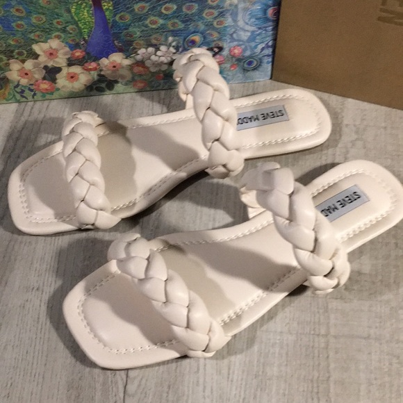 Steve Madden Shoes - Steve Madden Ivory Bone Braided Flat Sandal,C